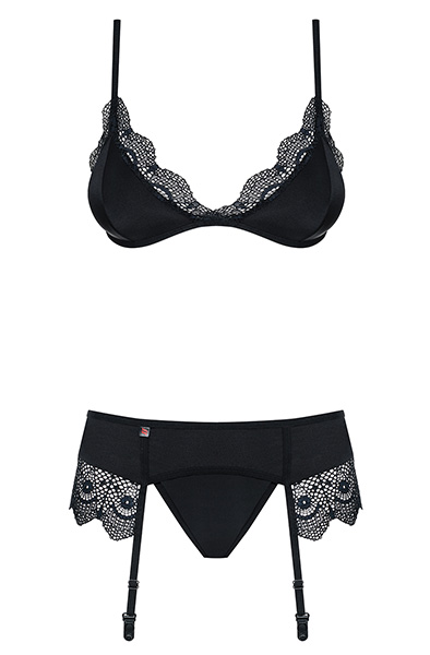 Obsessive Moketta 3-teiliges Set Schwarz - Sexy Dessous 3