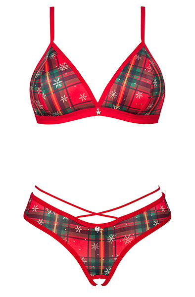 Obsessive Ms Merrilo 2-teiliges Set Rot - BH-Set, Dessous zu Weihnachten 3