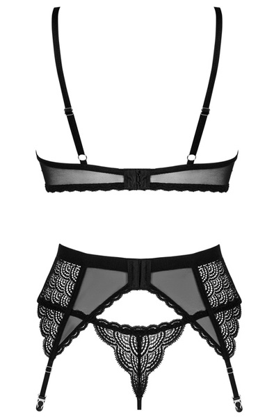 Obsessive Negligé 3-teiliges Set Schwarz - BH & BH-Set 4
