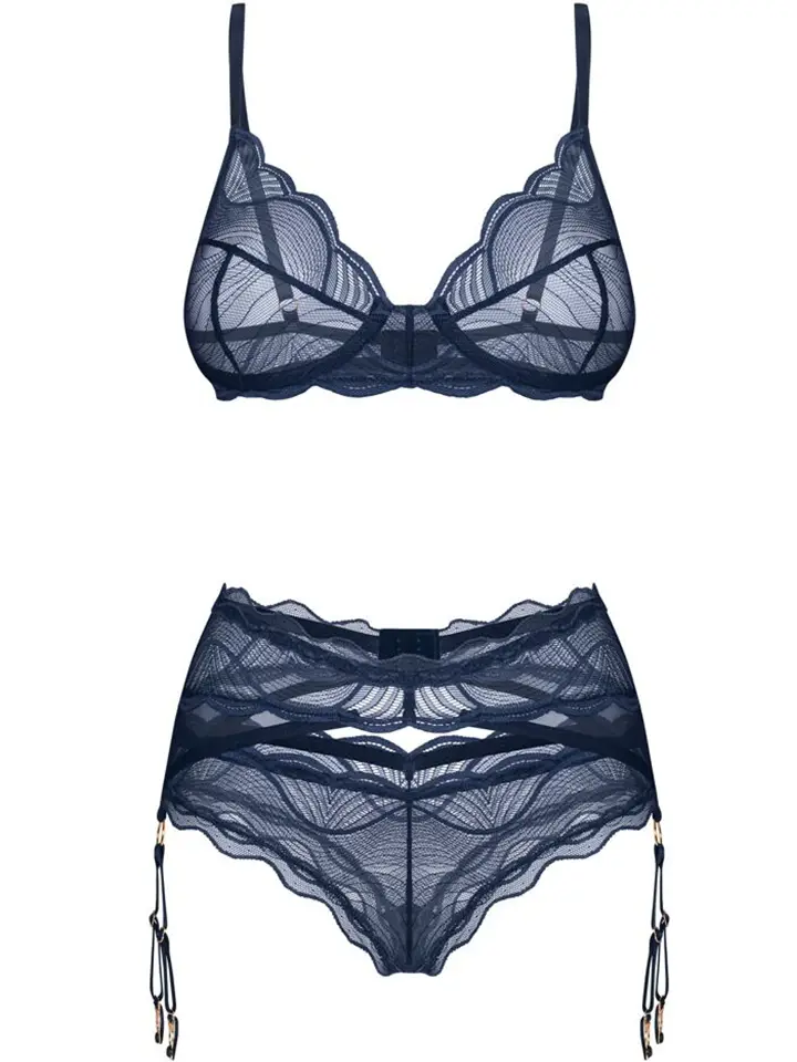 Obsessive Nightly Blue 3-pcs Set Blue - Unterwäschen Set 4