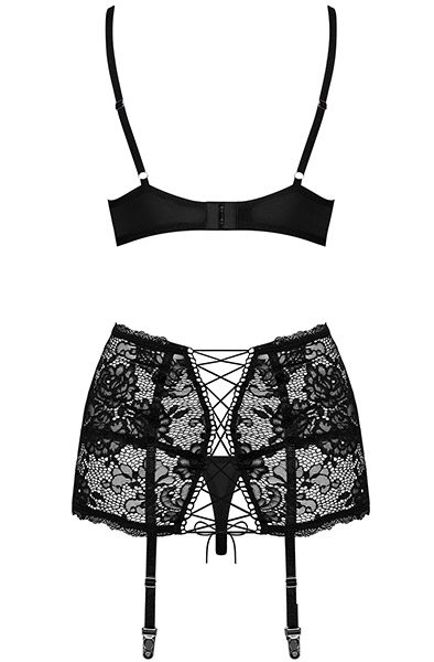 Obsessive Peonesia 3-teiliges Set Schwarz - Sexy Dessous 4