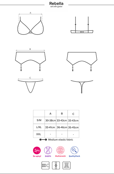 Obsessive Redella 3-teiliges Set Schwarz - Sexy Dessous 5