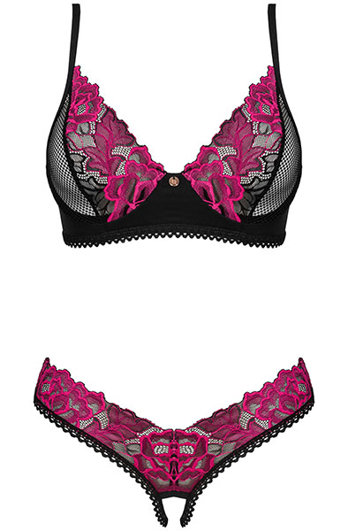 Obsessive Rosenty 2-teiliges Ouvert Set - Sexy Dessous 3
