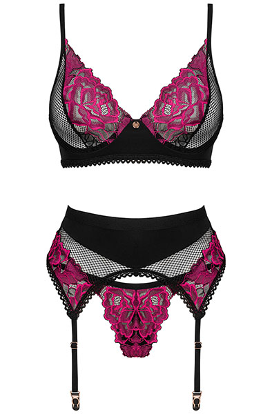 Obsessive Rosenty 3-teiliges Set - Sexy Dessous 3