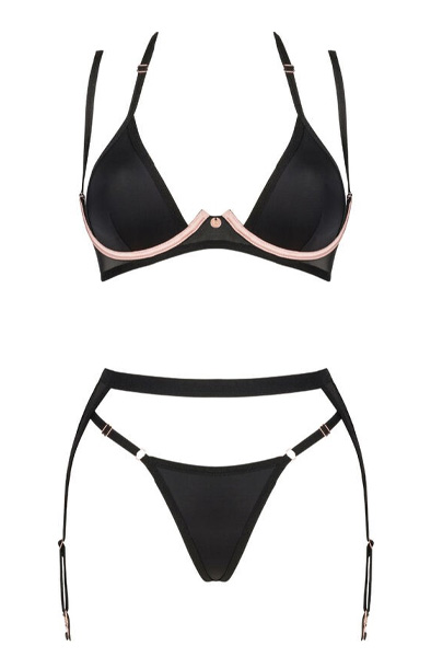 Obsessive Selinne 3-teiliges Set Schwarz - BH & BH-Set 3