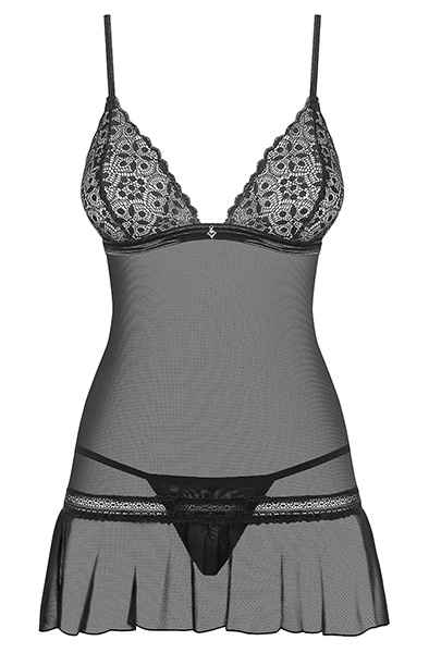 Obsessive Shibu Negligé & String Schwarz - Sexy Dessous 3