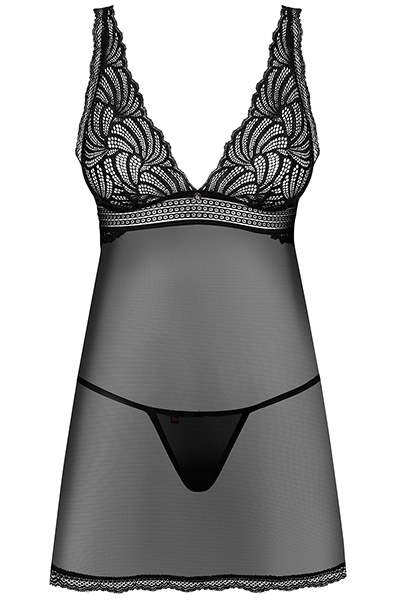 Obsessive Sweetia Babydoll & String Schwarz - Babydoll-Dessous 3