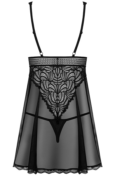 Obsessive Sweetia Babydoll & String Schwarz - Babydoll-Dessous 4