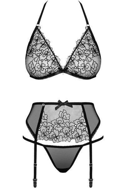 Obsessive Uniquella 3-teiliges Set Schwarz - Sexy Dessous 3