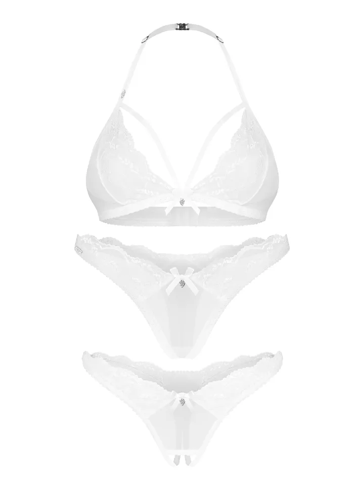 Obsessive Weddya Bra, Thong & Crotchless Thong - Unterwäschen Set 3 [full]