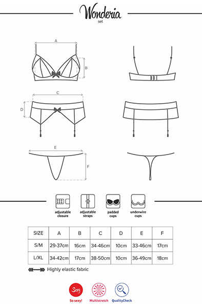 Obsessive Wonderia 3-teiliges Set Schwarz - Sexy Dessous 6