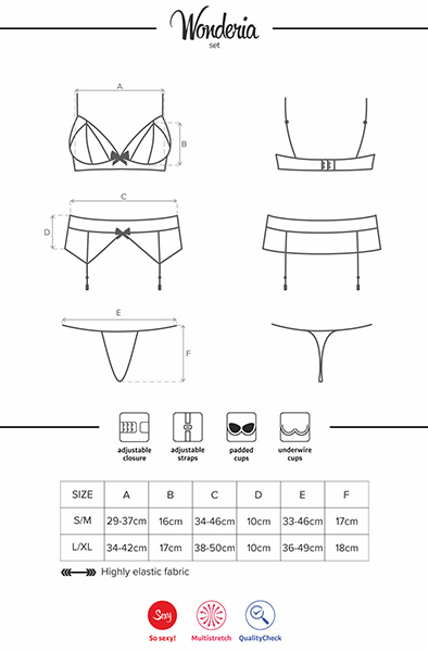 Obsessive Wonderia 3-tlg. Set Weinrot - Sexy Dessous 5