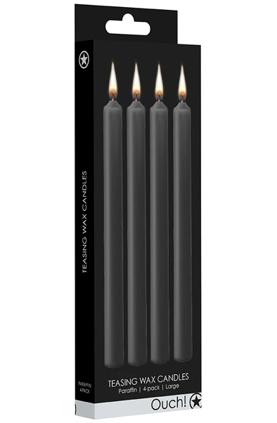 Ouch Teasing Wax Candles Large Parafin 4-pack Black - BDSM Kerze 3