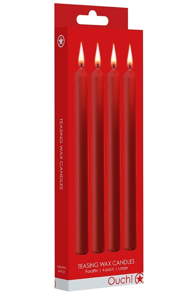 Ouch Teasing Wax Candles Large Parafin 4-pack Red - BDSM Kerze 3