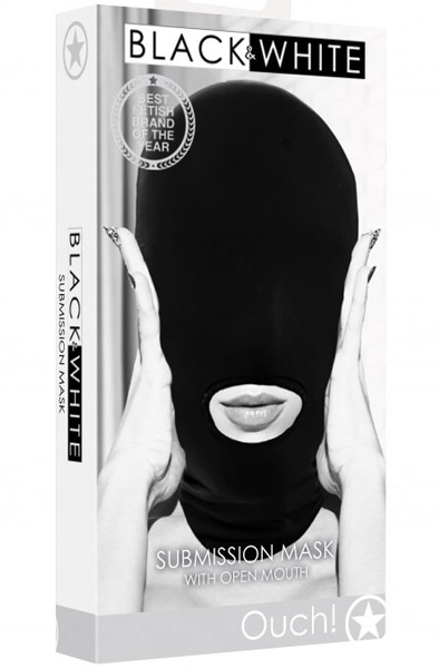 Ouch Unterwerfungs-Maske mit offenem Mund - BDSM Maske 2