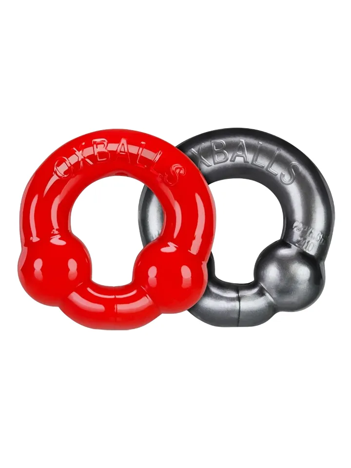 Oxballs Ultraballs Cock Rings Silver Steel & Red - Cockring-Set 1 [full]