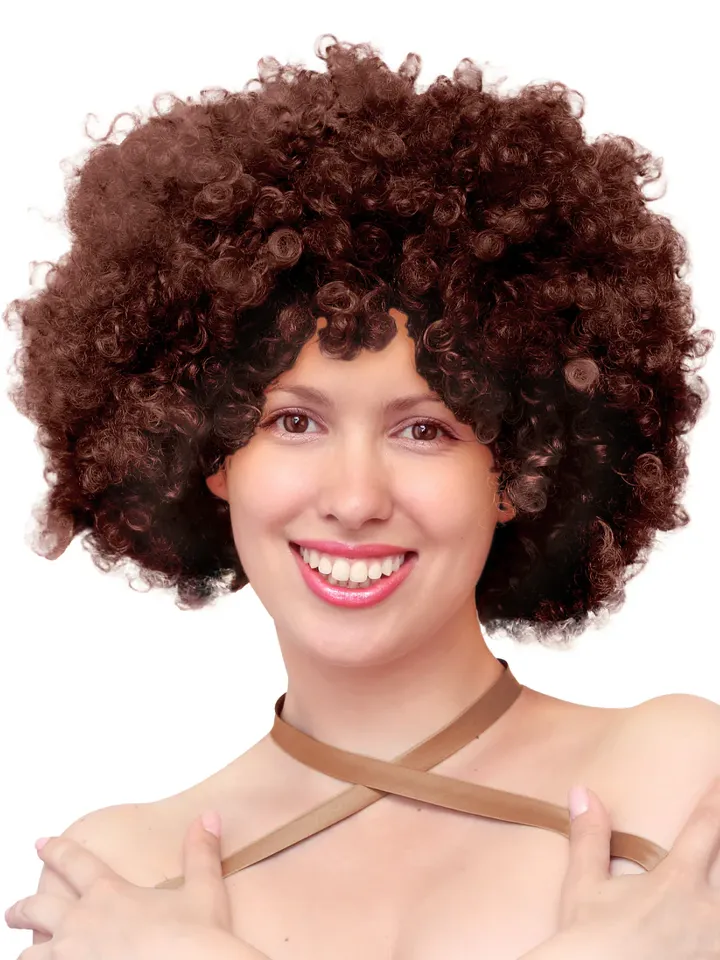 Party Perücke Afro Haar Braun - Perücke 1 [full]