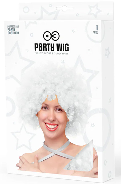 Party-Perücke Afro-Haar Weiß - Perücke 2