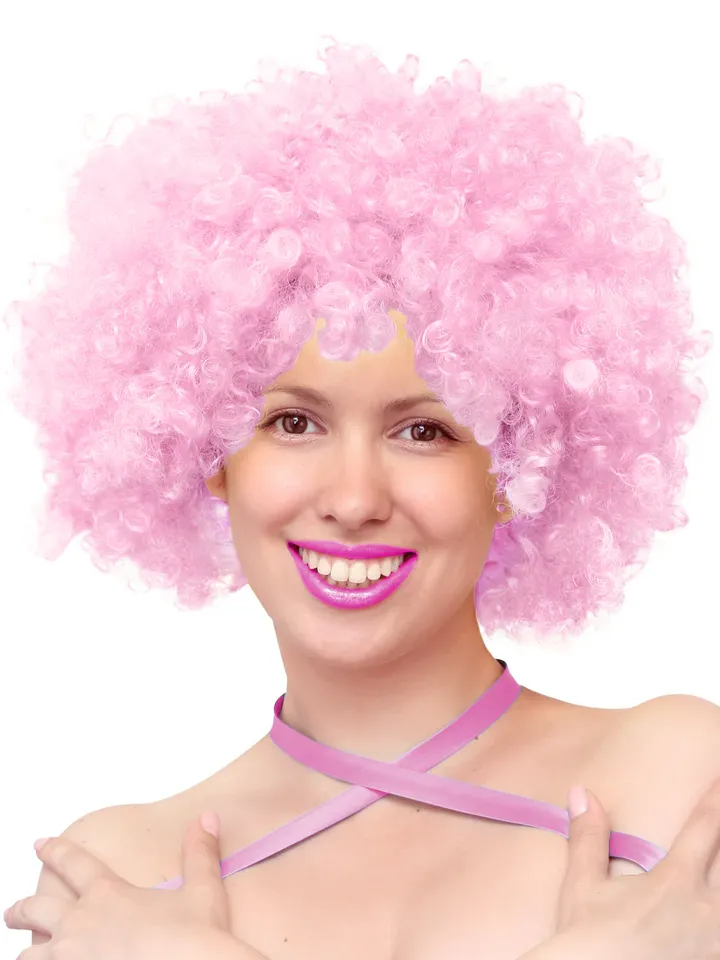 Party Perücke Hellrosa Afro-Haar - Perücke 1 [full]