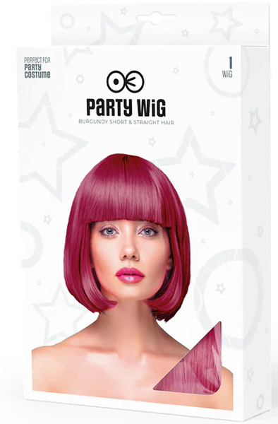 Party Perücke Kurze Glatte Burgunderrote Haare - Perücke 2