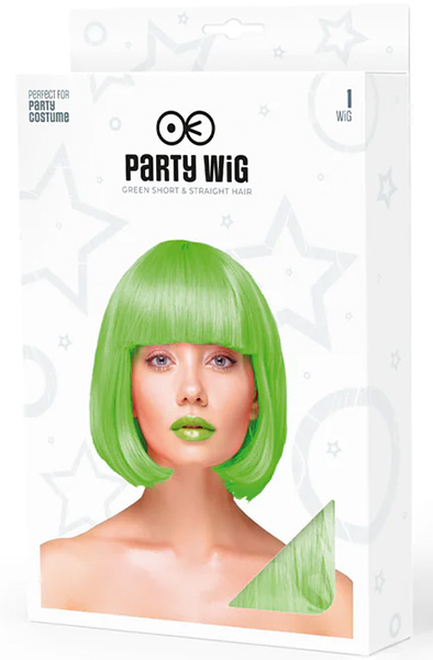 Party Perücke Kurze Glatte Haare Neon Grün - Perücke 2