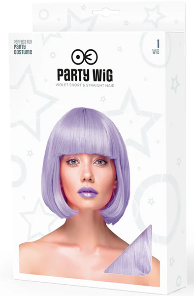 Party Perücke Kurze Glatte Lila Haare - Perücke 2