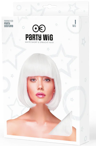 Party Perücke Kurze Glatte Weiße Haare - Perücke 2