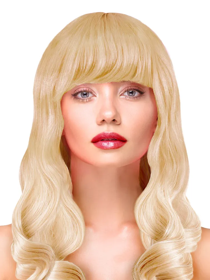 Party Perücke Lang Gewellte Blonde Haare - Perücke 1 [full]