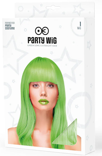 Party Perücke Lang Glattes Haar Neon Grün - Perücke 2