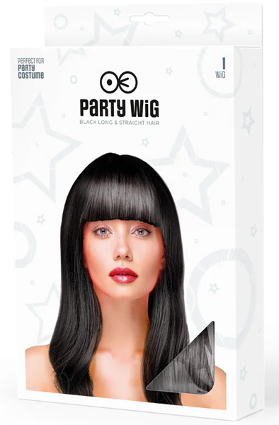 Party Perücke Lang Glattes Schwarzes Haar - Perücke 2