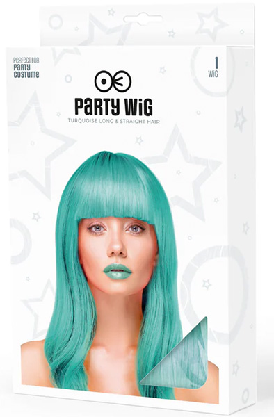 Party Perücke Lange Glatte Türkise Haare - Perücke 2