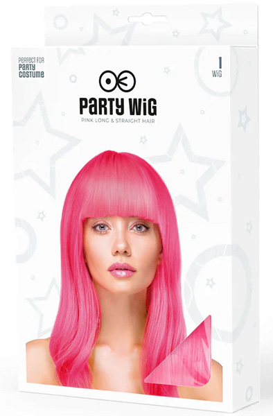 Party Wig Long Straight Hair Neon Pink - Perücke 2