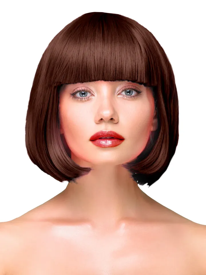 Party Wig Short Straight Brown Hair - Perücke 1 [full]