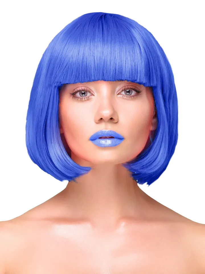 Party Wig Short Straight Hair Dark Blue - Perücke 1 [full]