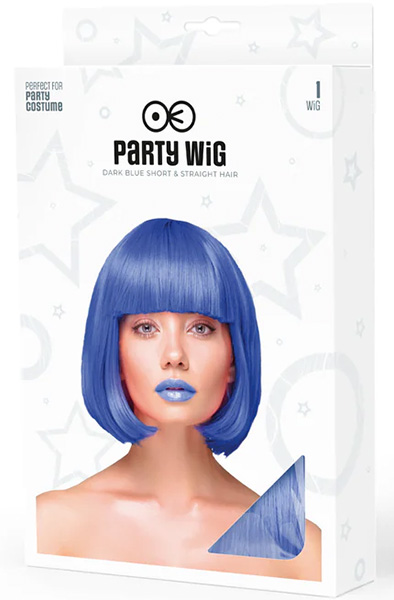 Party Wig Short Straight Hair Dark Blue - Perücke 2