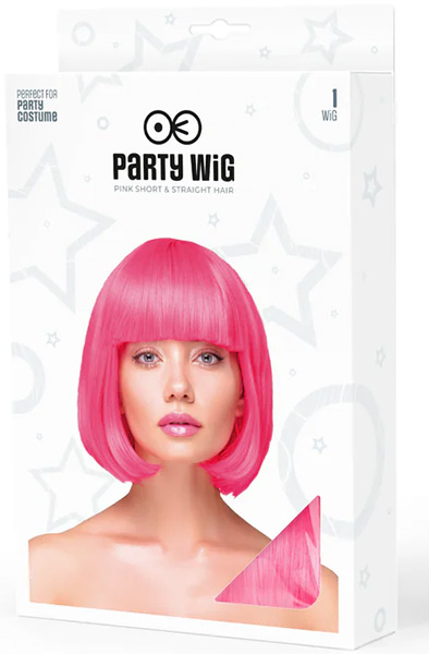 Party Wig Short Straight Hair Neon Pink - Perücke 2