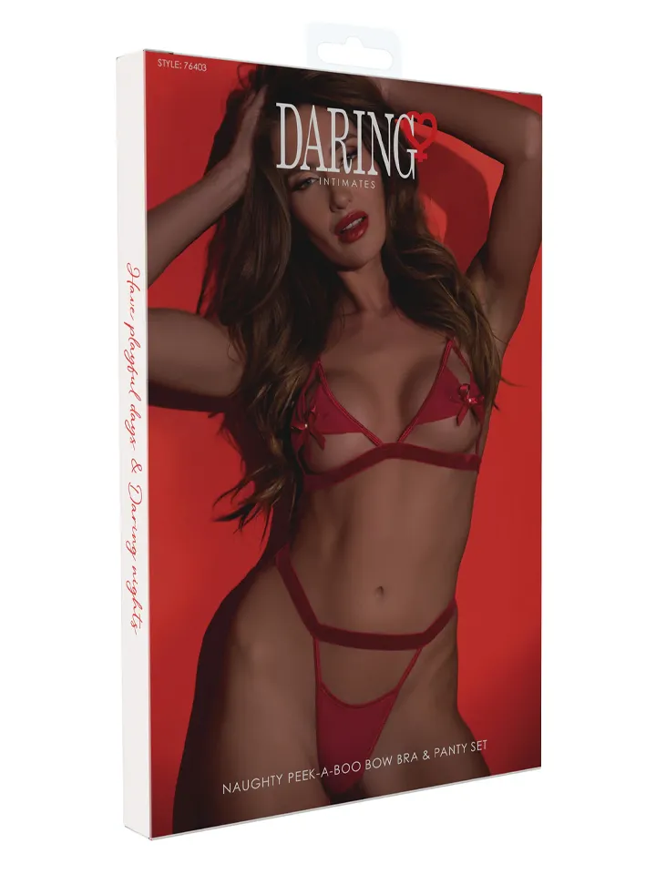 Peek-a-Boo Bow Bra & Panty Set Red - Unterwäschen Set 3 [full]