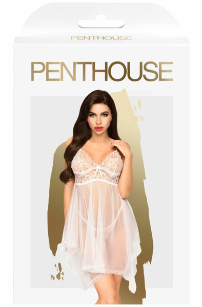 Penthouse Naughty Doll Weiß - Babydoll-Dessous 3