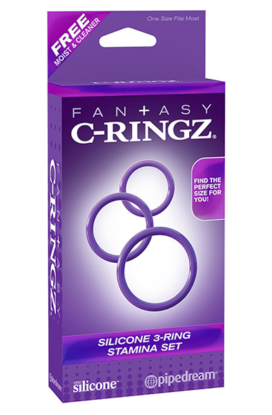 Pipedream Fantasy C-Ringz Silicone 3-ring Stamina Set Purple - Cockring-Set 2