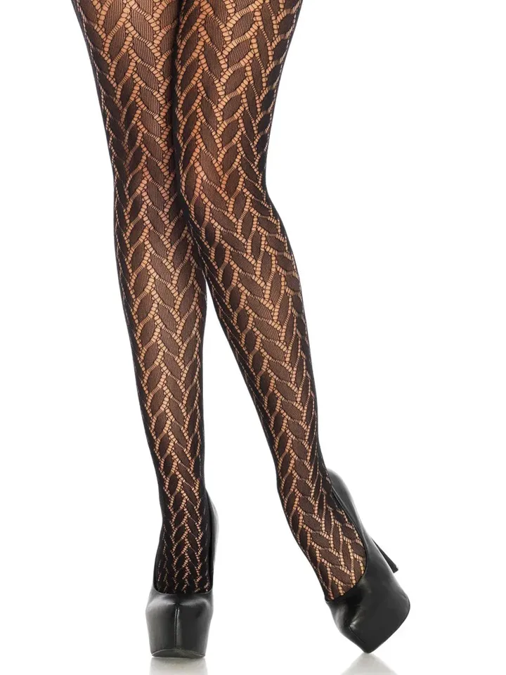 Plaited Lace Pantyhose Black - Strümpfe 2 [full]