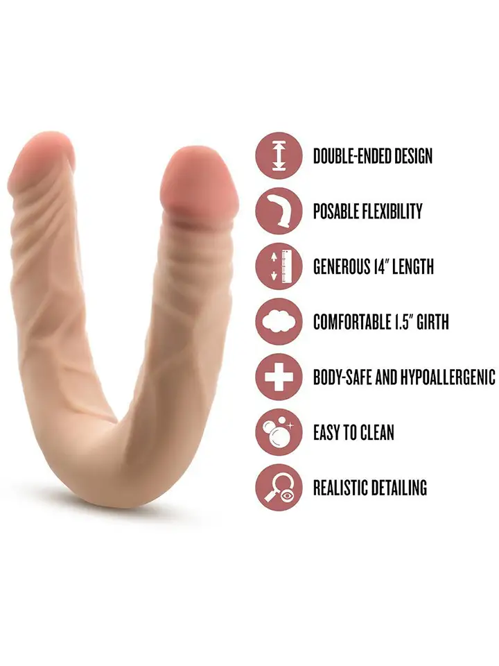Posable Double Dong Beige 35,5 cm - Doppel-Dildo 3