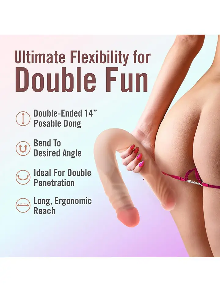 Posable Double Dong Beige 35,5 cm - Doppel-Dildo 5