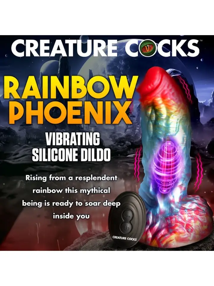 Rainbow Phoenix Vibrationsdildo 17,3 cm - Drachen-Dildo 3
