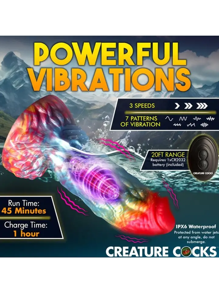 Rainbow Phoenix Vibrationsdildo 17,3 cm - Drachen-Dildo 5
