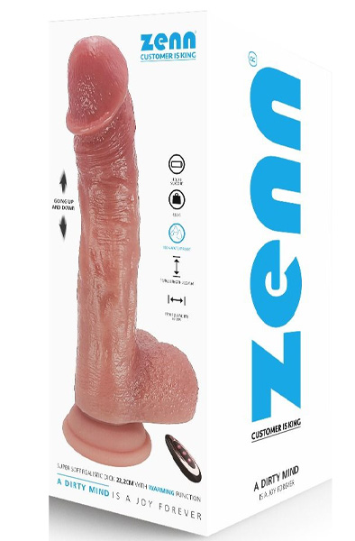 Realistischer Dildo mit Stoß- & Wärmfunktion, 22,2 cm - Vibrierender Dildo 1