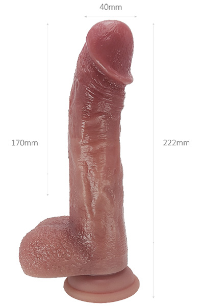 Realistischer Dildo mit Stoß- & Wärmfunktion, 22,2 cm - Vibrierender Dildo 3