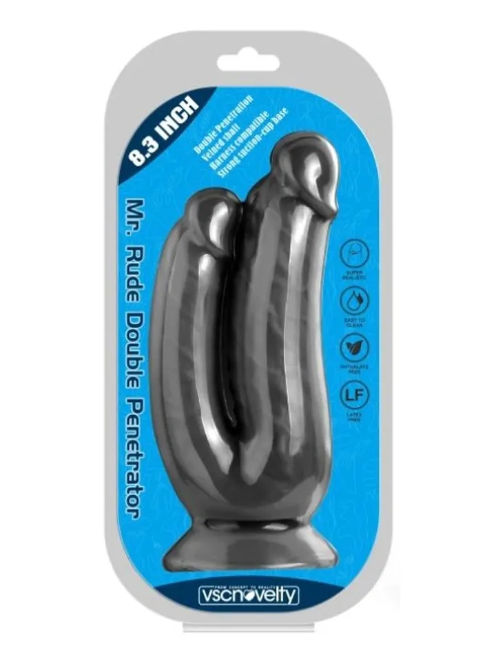 Realistischer Doppelpenetrations-Dildo Schwarz 21 cm - Doppel-Dildo 3 [full]