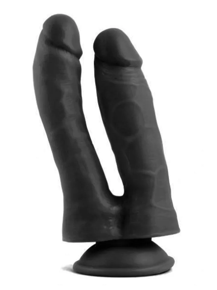 Realistischer Penis Doppelte Penetration Schwarz 18,5 cm - Doppel-Dildo Dosis 1 [full]