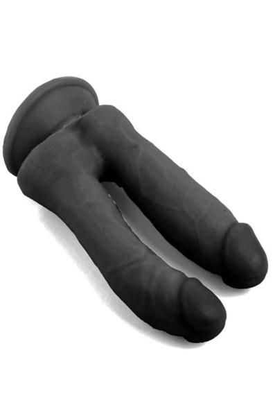 Realistischer Penis Doppelte Penetration Schwarz 18,5 cm - Doppel-Dildo Dosis 2