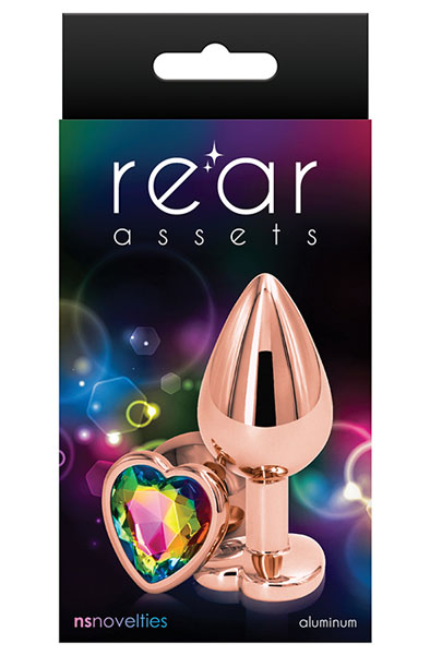 Rose Gold Rainbow Heart Medium - Analplug aus Metall 2